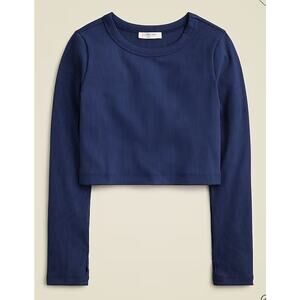 CREWCUTS Active J.Crew Navy Ribbed Cropped Long Sleeved girls shirt size 12-13